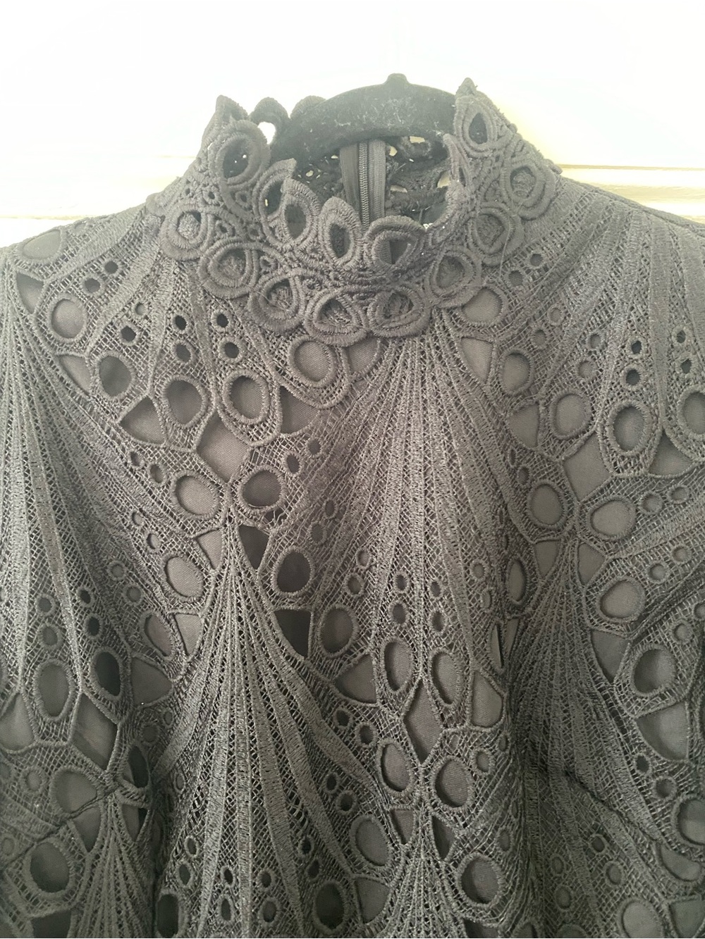 PrettyLittleThing Black Cutout Lace High Neck Mini Dress - Picture 4 of 7